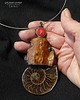 wisiory Bursztyn i skamielina amonit z Madagaskaru niezwykły wisior handmade prezent 5