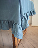 obrusy i serwetki Lniany obrus z falbanką  heavy linen DUSTY BLUE 1