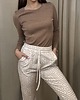 spodnie dresowe damskie Bawełniane spodnie dresowe Beige 2