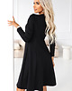 sukienki midi damskie 574-3 IVANA wygodna trapezowa sukienka z długim rękawkiem - czarna 2