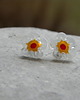 kolczyki wire wrapping Żółty środek - kwiatki    - sztyfty 1