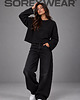 bluza bez kaptura damska Longsleeve  Boxy Fit-Czarny 1