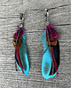 kolczyki z piórami Turkusowo amarantowe kolczyki z piór naturalnych 2