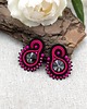 kolczyki soutache Ella kolczyki sztyfty sutasz fuksjowo czarne eleganckie z kryształkiem 2