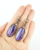 kolczyki wire wrapping Kolczyki z fioletowymi agatami 1