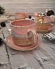 kubki Różowa ceramiczna iliżanka / kubekz talerzykiem 1