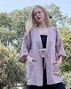 kurtki damskie Długie Kimono lniane brudny roz 1