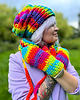 rękawiczki damskie Rękawiczki handmade ze sznureczkiem Tęcza 2