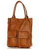 torby na ramię Torebka skórzany shopper bag z kieszeniami - MARCO MAZZINI brąz karmel 1
