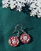 kolczyki - inne Śnieżynki - ręcznie haftowane kolczyki wiszące z koralikami 1