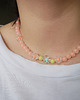 chokery Pomarańczowy naszyjnik choker z koralików KWIATY 1