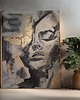 obrazy Abstrakcyjny portret kobiety w szarościach ze złotem 70x100 cm duży obraz 3