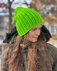 czapki damskie Czapka z merynosa 100%  neonowa zieleń 3