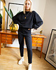 spodnie materiałowe damskie BAWEŁNIANE SPODNIE CASUAL black 1