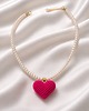 wisiory Naszyjnik PEARL HEART x Bardzo fuksja 4
