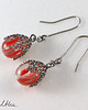 kolczyki wire wrapping Oranżowe prążki w siateczce - kolczyki (lub klipsy) 2