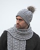 czapki damskie Zestaw CZAPKA  + SZALIK Z pomponami 100% wełna Merino - UNISEX 3