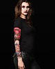 t-shirt damskie Czarny t-shirt damski z tatuażami Dark Circus 2