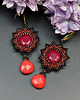 kolczyki szklane Alangai, kolczyki z czerwonym jadeitem, beading 1
